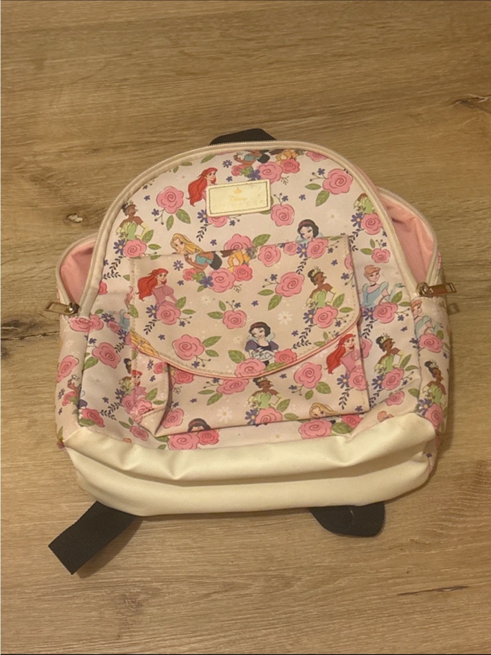 Disney Pink Floral Princess Mini Backpack with Cream Base